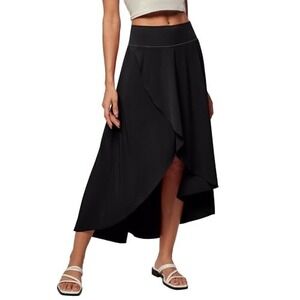 Black High-Low Wrap Front Asymmetric Maxi Skirt XL Witchy Dark Fairy Whimsigoth